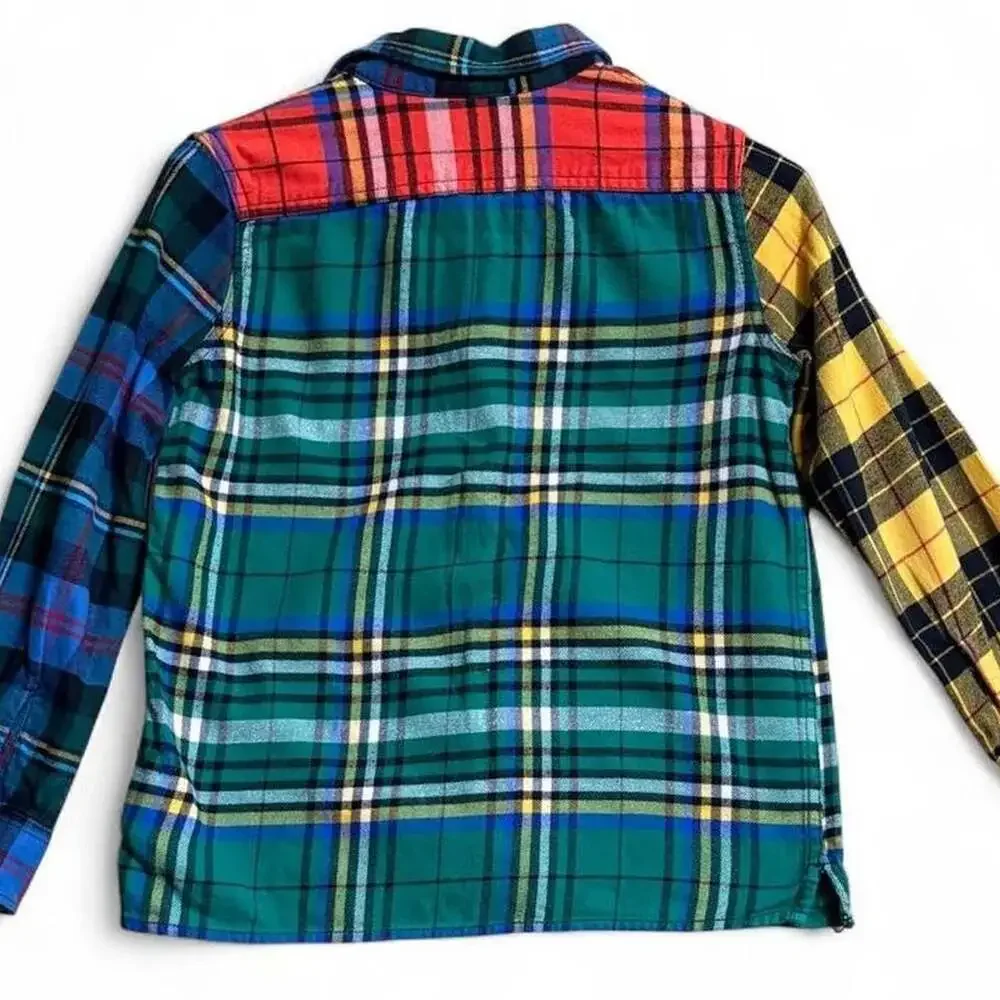 Gap Kids Multicolor Patchwork Plaid Flannel Button-Down Shirt